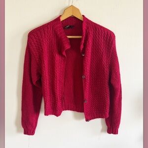 Alpaca Peru hand knit chunky open long sleeve cardigan sweater size small